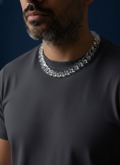 Men Transparent Acrylic Chain Necklace with Metal Clasp