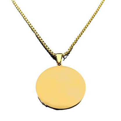 Men Gold Tone Stainless Steel Compass Pendant Necklace with Rhinestone Detail