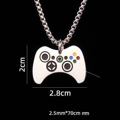 Men Silver Tone Stainless Steel Gaming Console Pendant Necklace