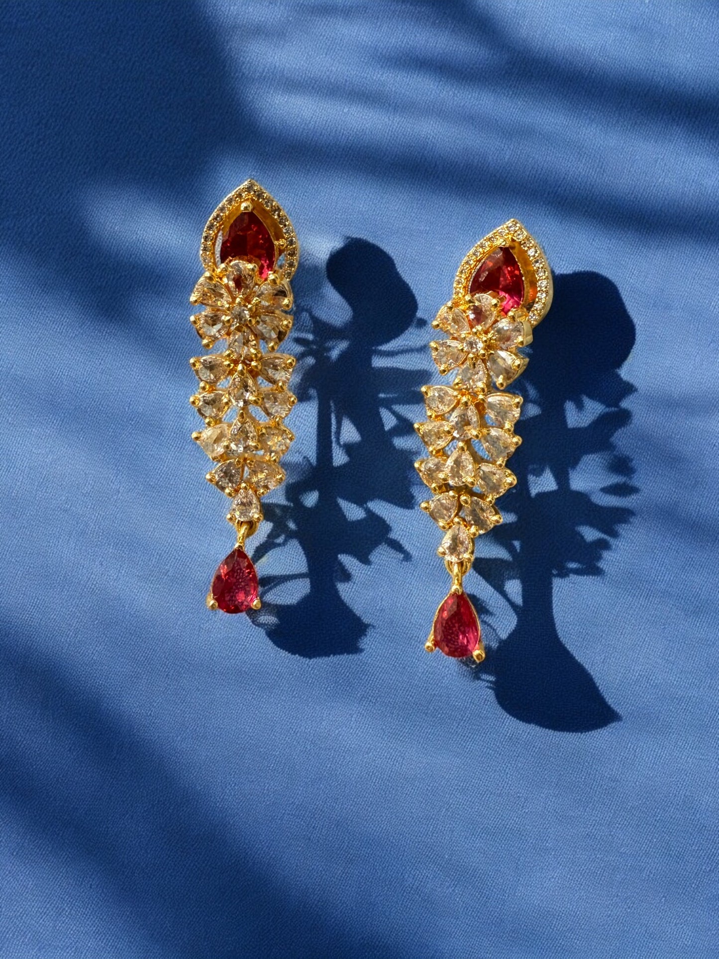 Gold Plated Stone-Studded Necklace Set with Matching Earrings