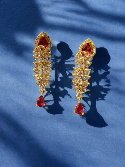 Gold Plated Stone-Studded Necklace Set with Matching Earrings