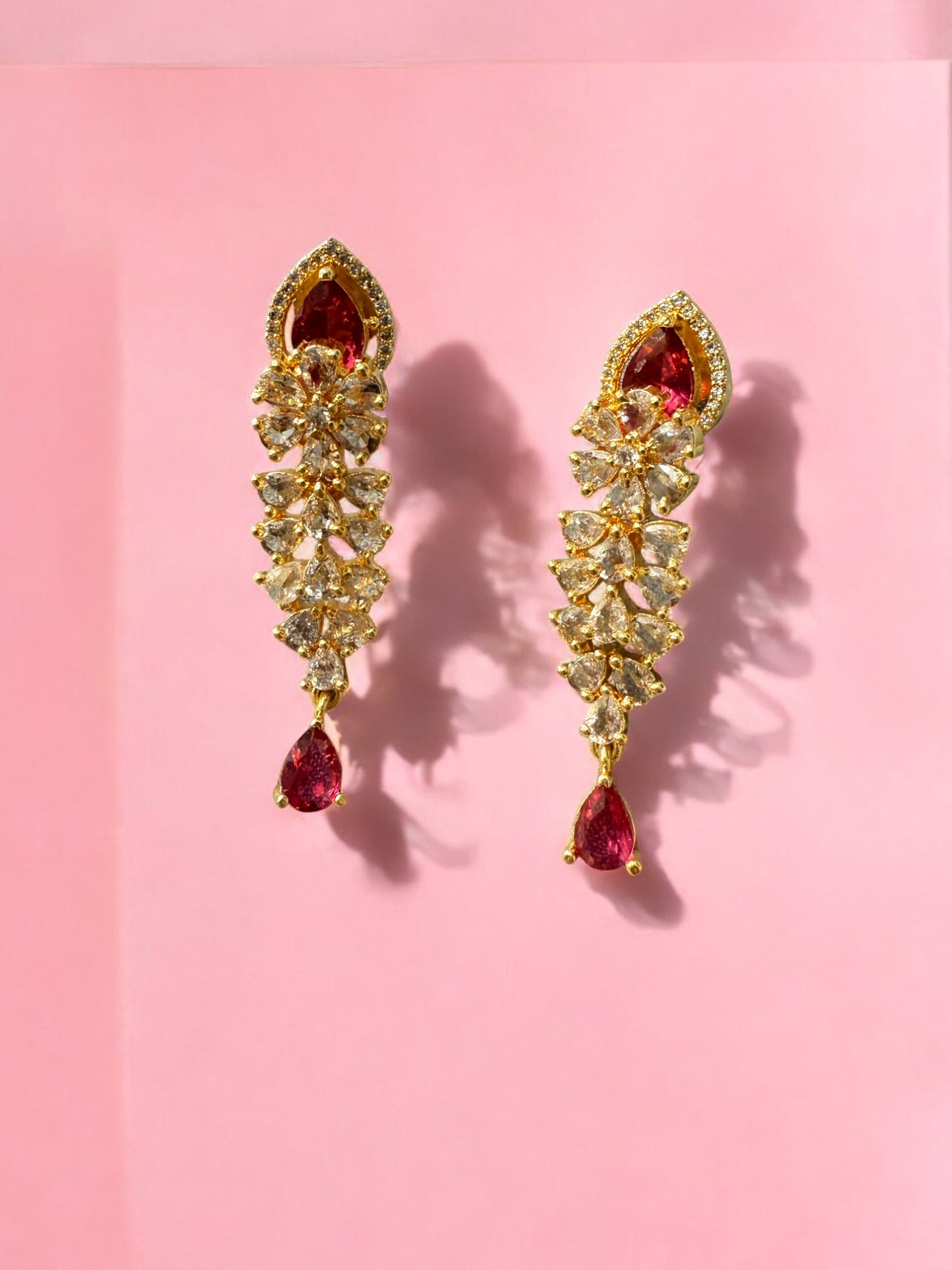Gold Plated Stone-Studded Necklace Set with Matching Earrings