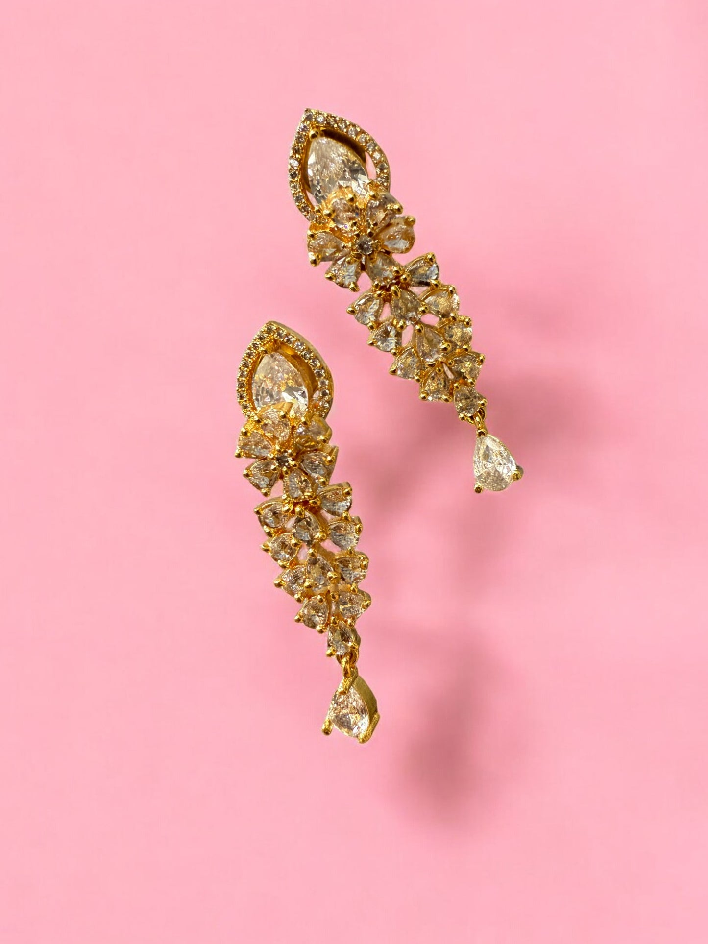 Gold Plated Stone-Studded Necklace Set with Matching Earrings