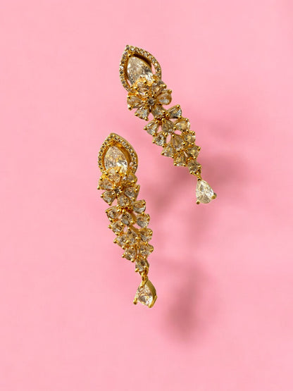 Gold Plated Stone-Studded Necklace Set with Matching Earrings