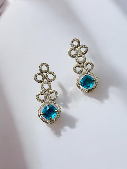 Blue Stone-Studded Necklace Set with Matching Earrings