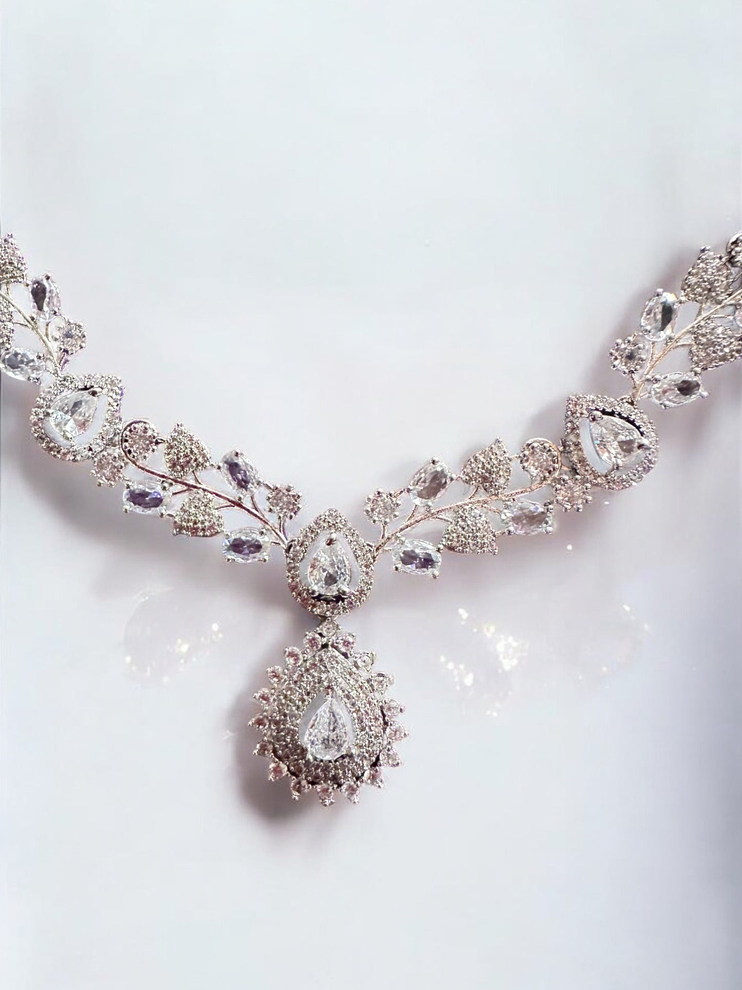 Silver Premium Stone Studded Necklace Set