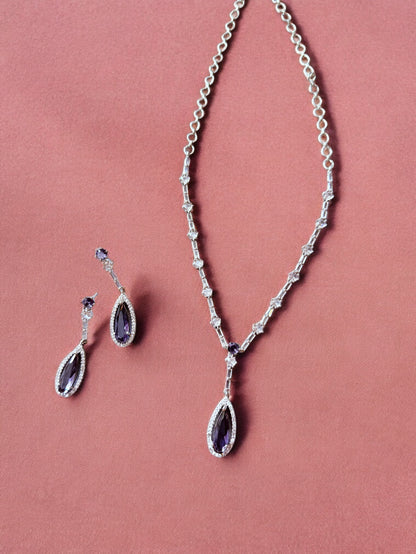 Classic Stone-Studded Necklace Set with Matching Earrings