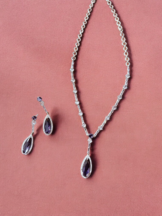 Classic Stone-Studded Necklace Set with Matching Earrings