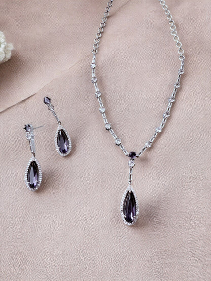 Classic Stone-Studded Necklace Set with Matching Earrings