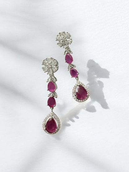 Pink Stone-Studded Necklace Set with Matching Earrings