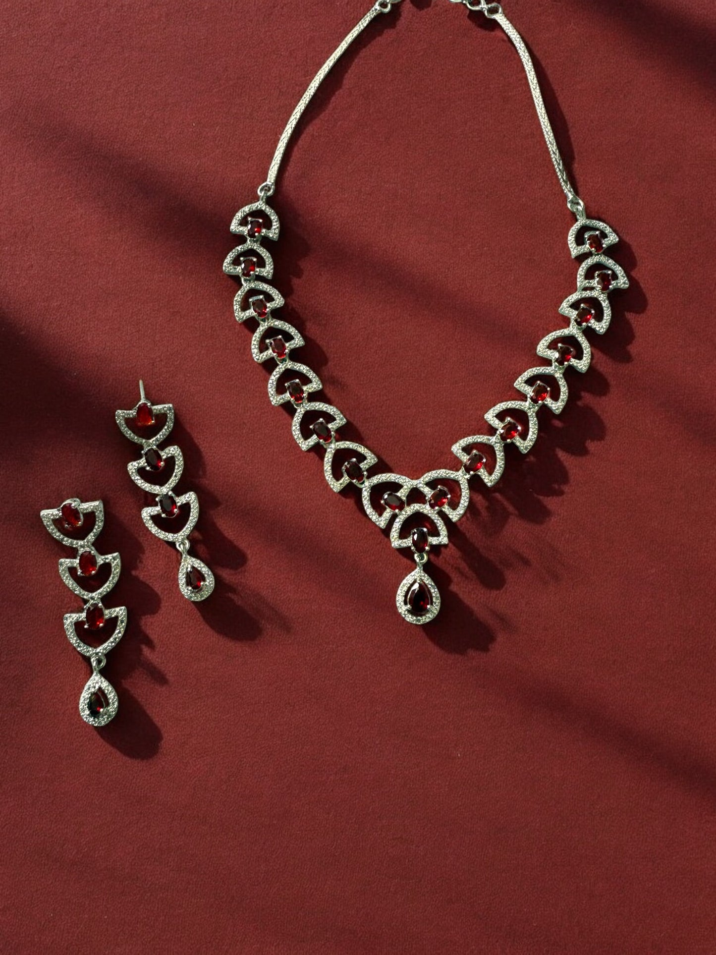 Green Stone-Studded Necklace Set with Matching Earrings