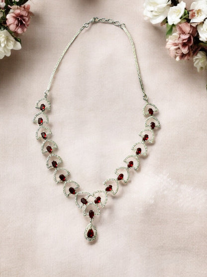 Green Stone-Studded Necklace Set with Matching Earrings