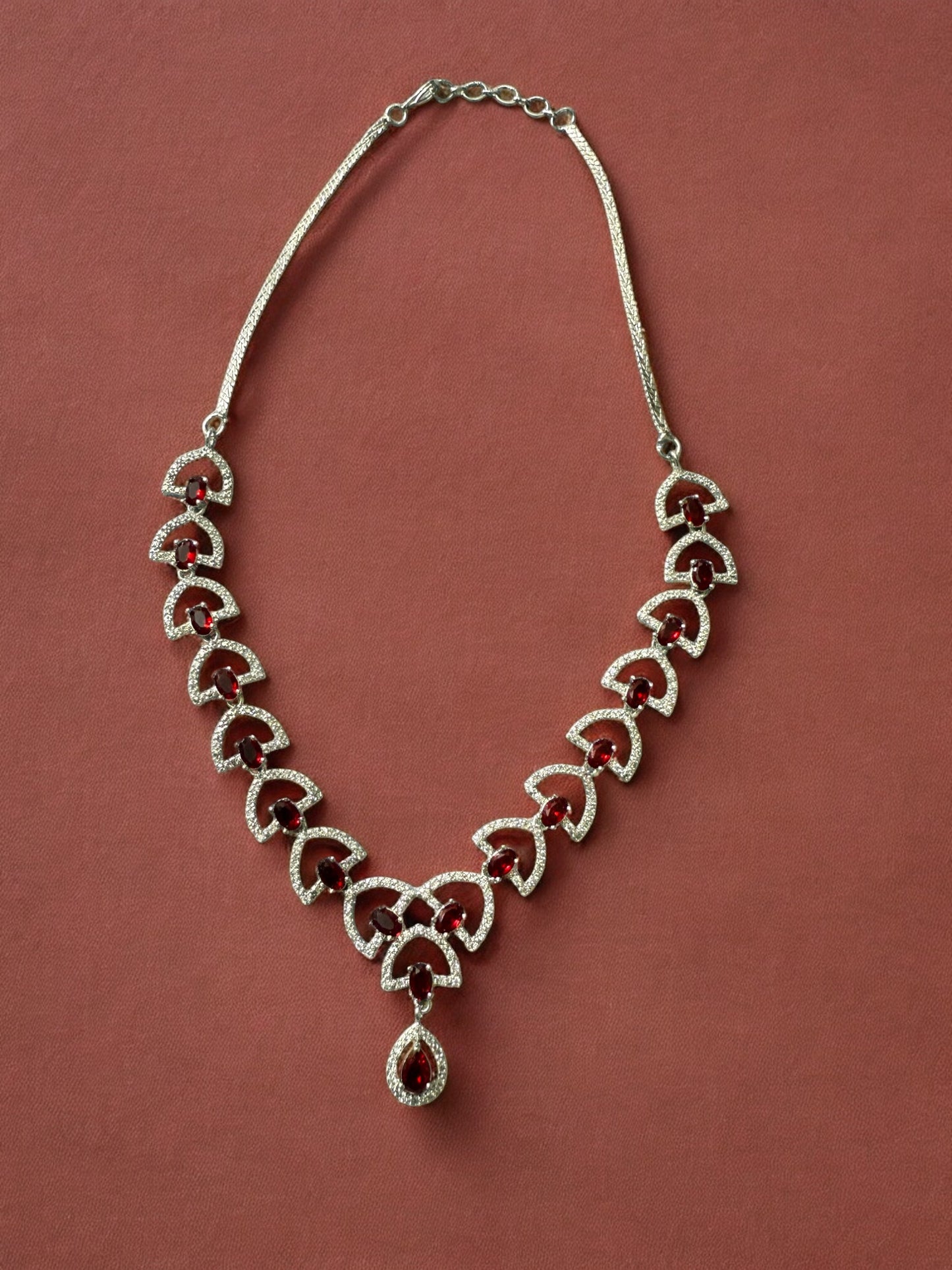 Green Stone-Studded Necklace Set with Matching Earrings