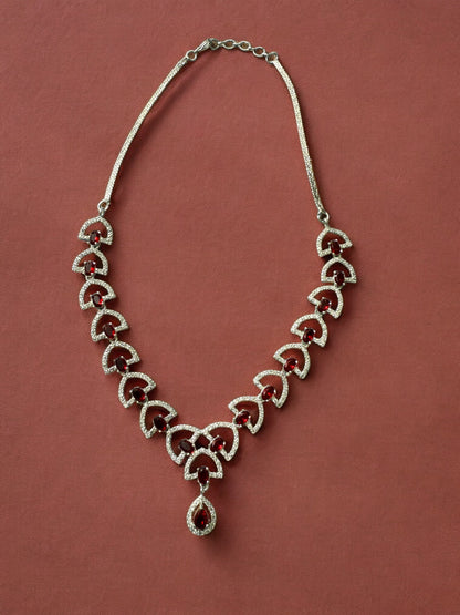 Green Stone-Studded Necklace Set with Matching Earrings