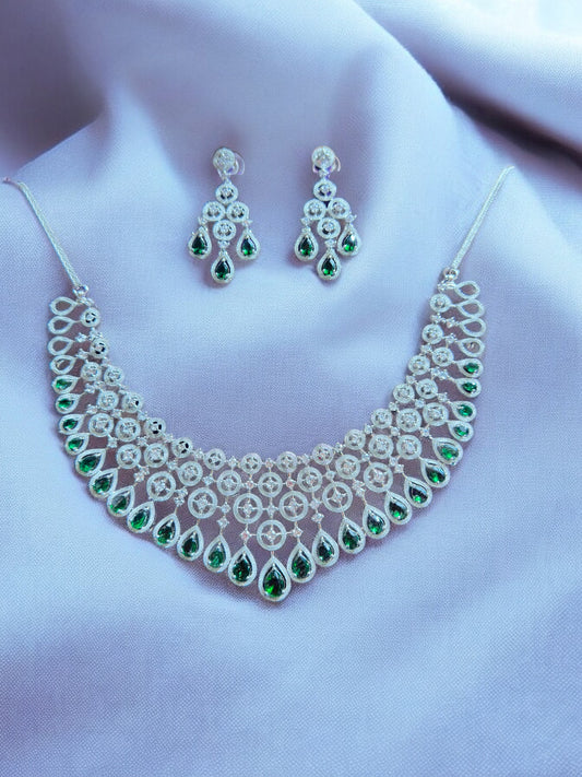 Cubic Zircon Red Bridal Chocker Set
