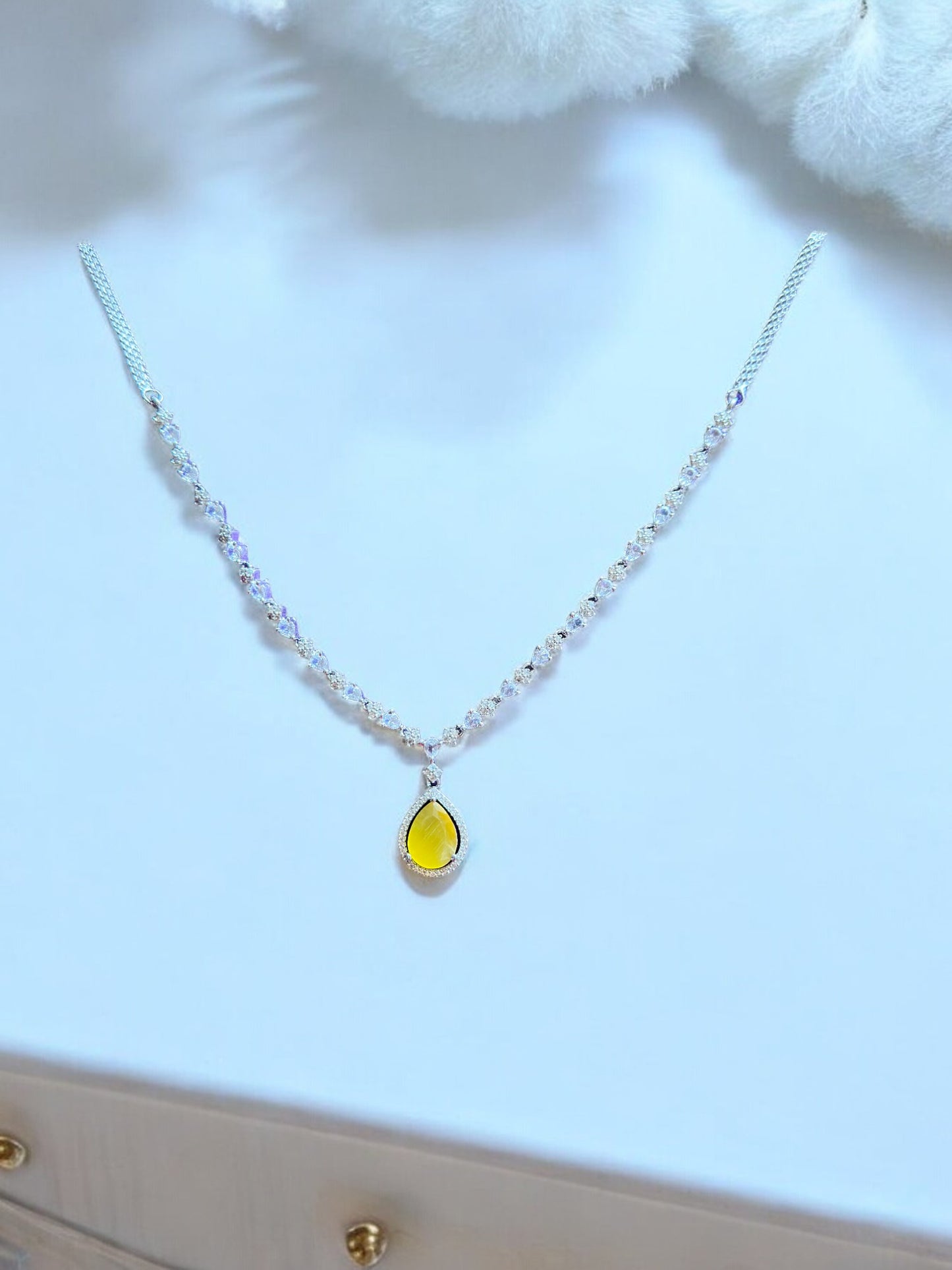 Slick Premium Yellow Stone Studded Necklace Set