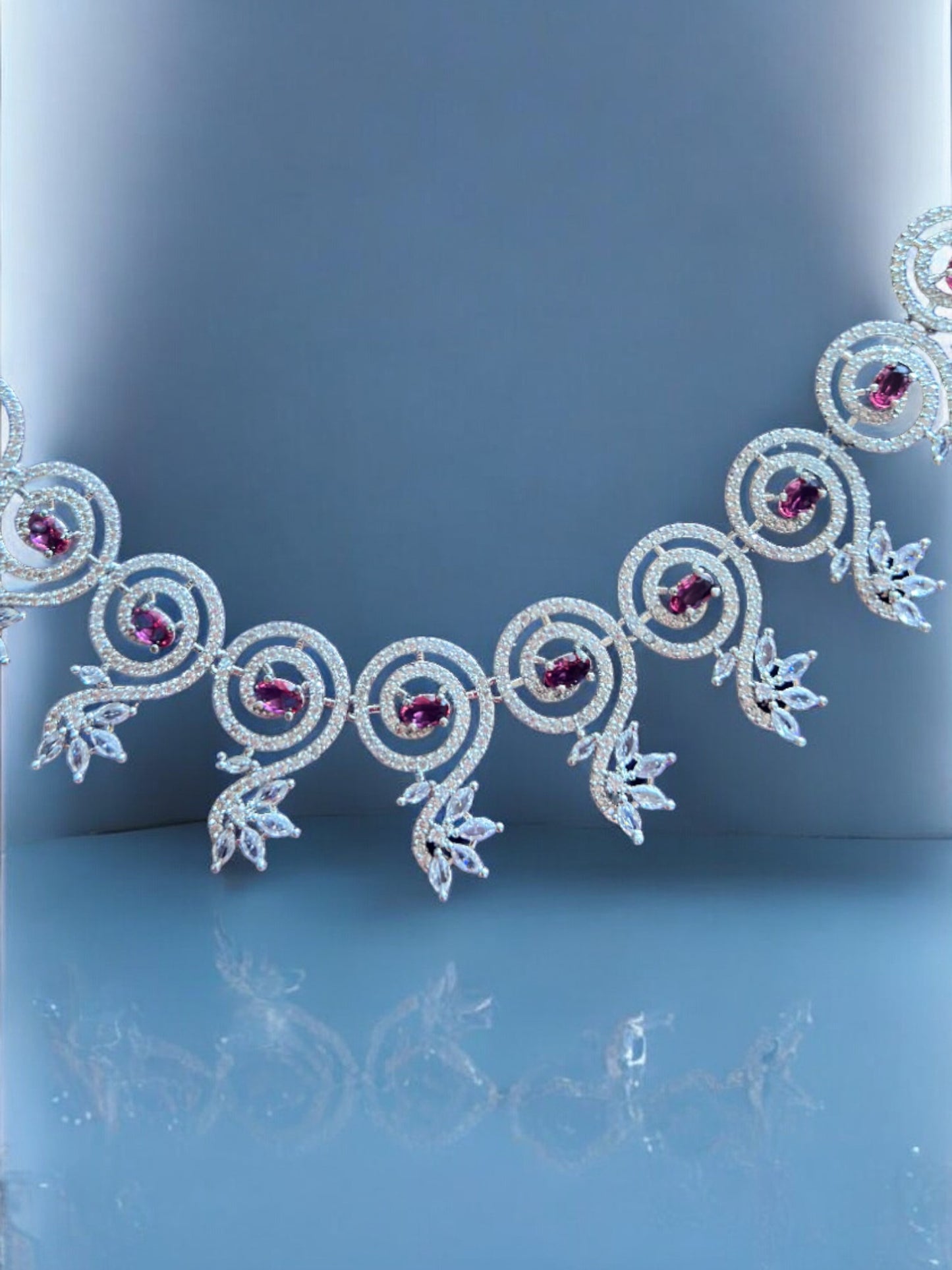 Ruby Red Premium Stone Studded Necklace Set