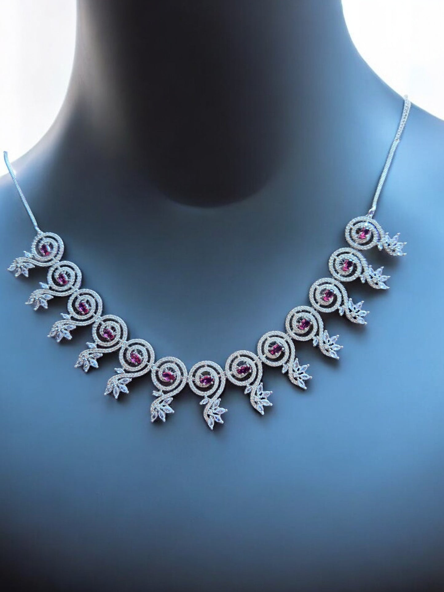 Ruby Red Premium Stone Studded Necklace Set