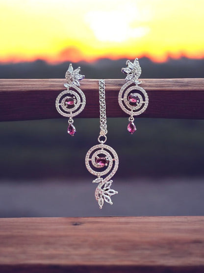 Ruby Red Premium Stone Studded Necklace Set