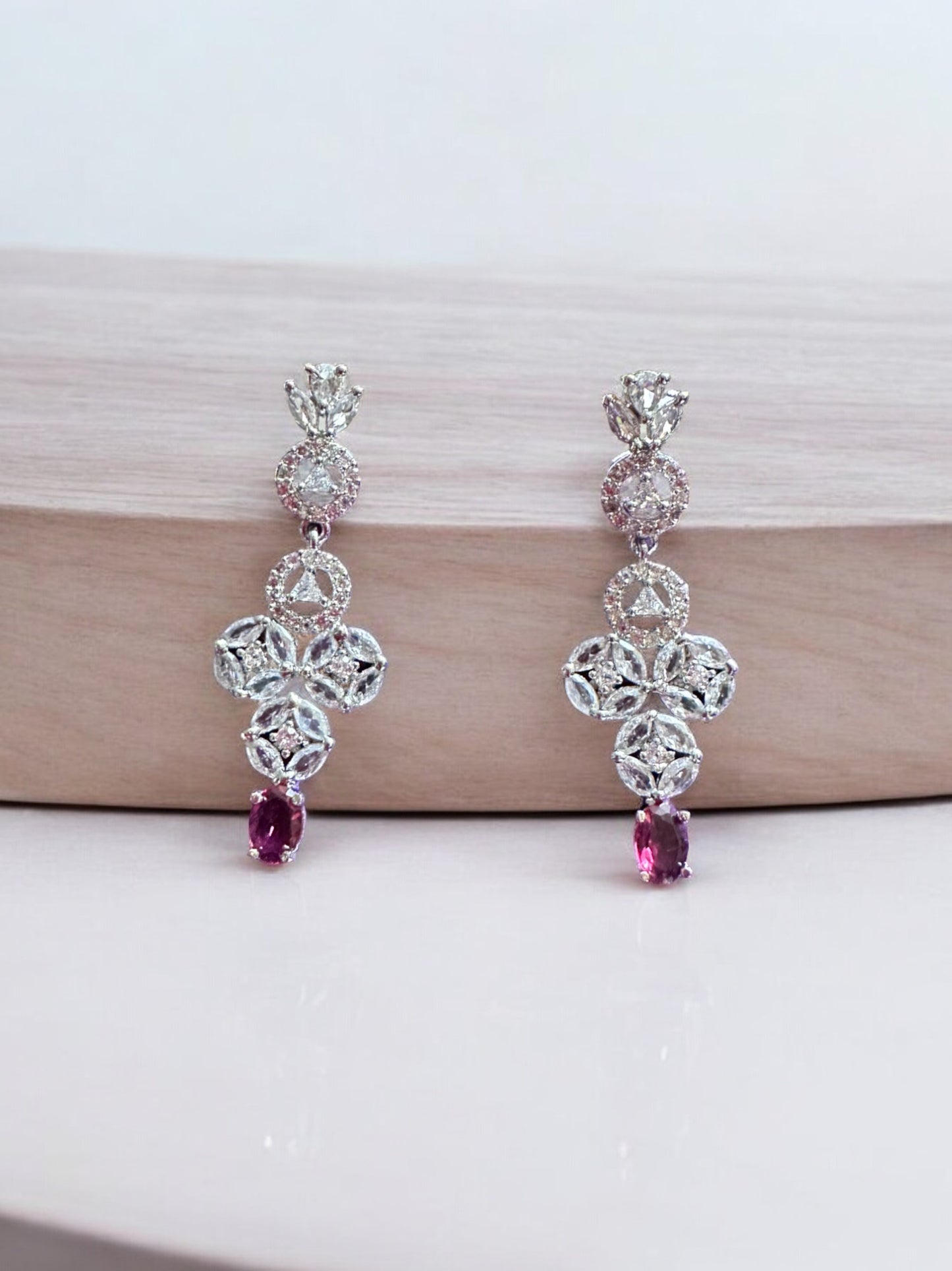 Cubic Zircon Red Necklace Set