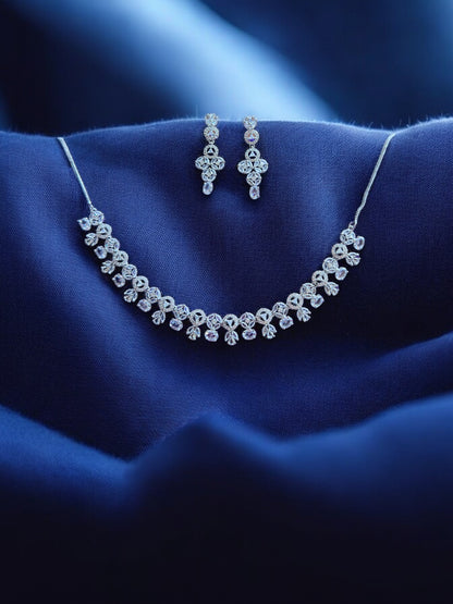 Cubic Zircon Silver Necklace Set