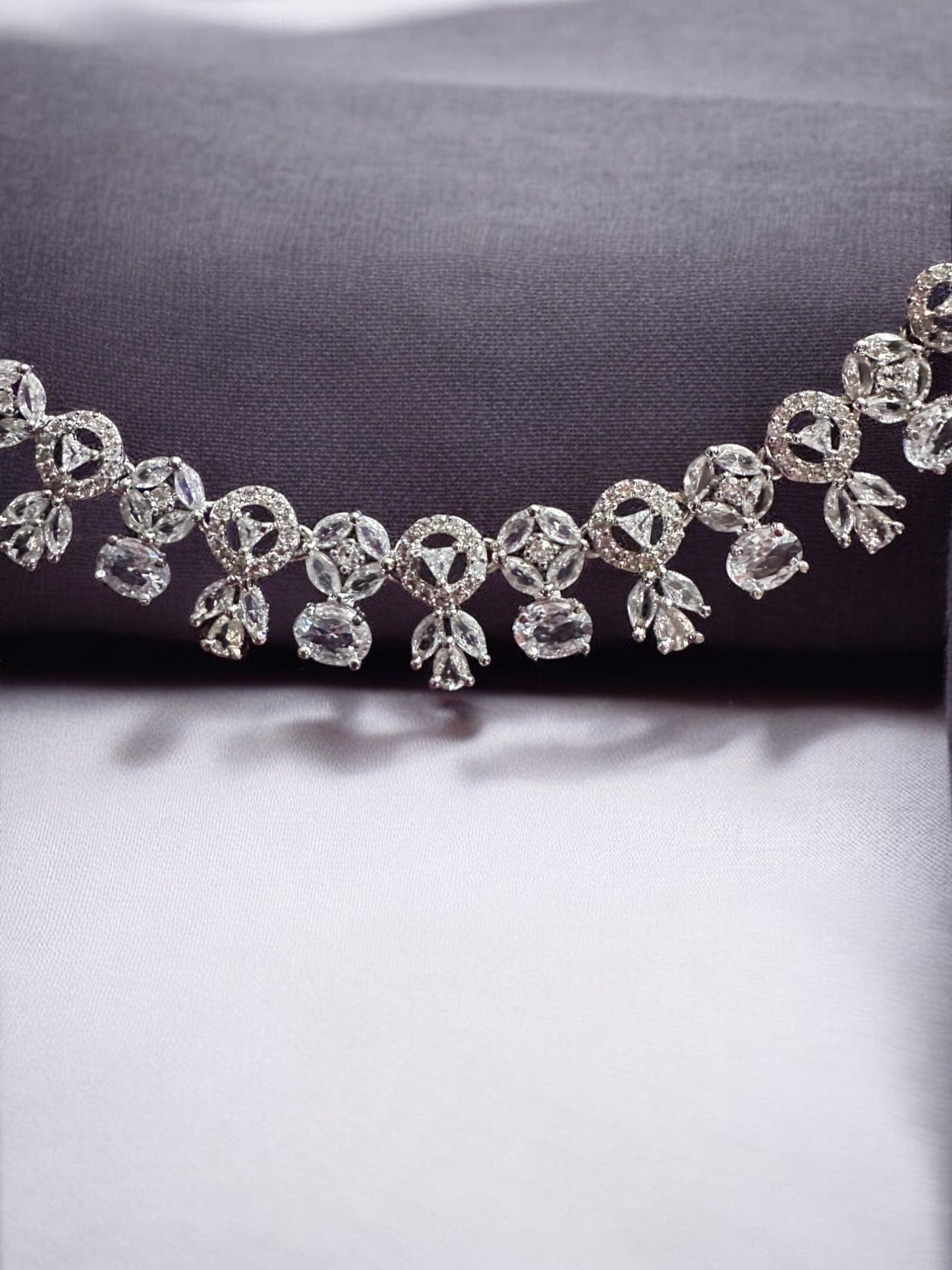 Cubic Zircon Silver Necklace Set