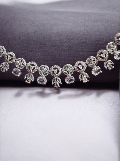 Cubic Zircon Silver Necklace Set