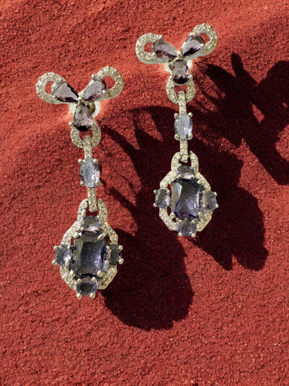 Ocean Blue Rhodium Plated Cubic Zircon Necklace Set