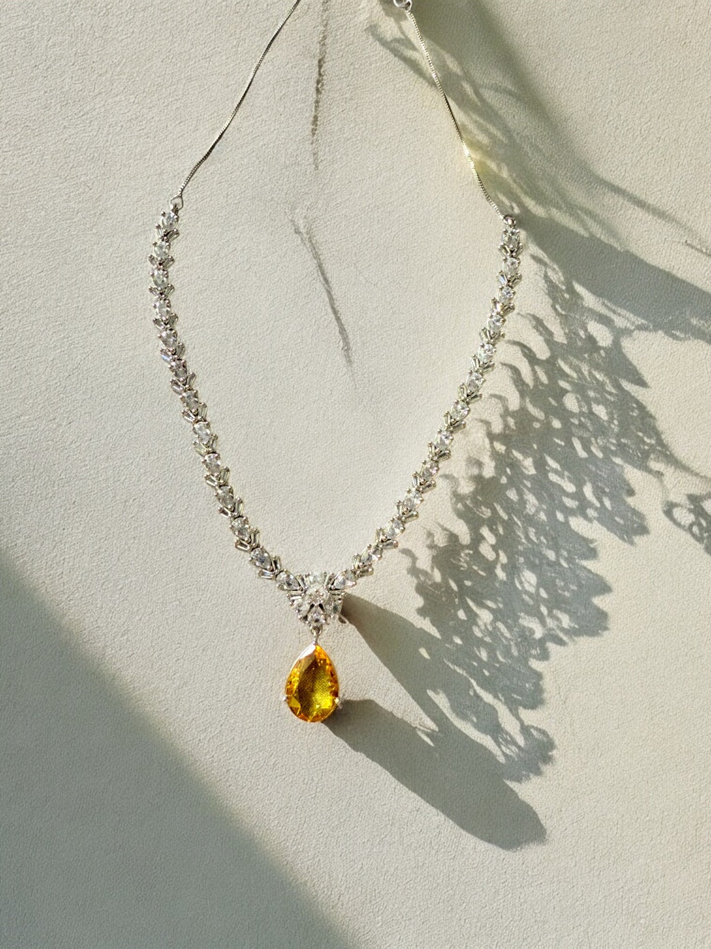 Yellow Rhodium Plated Cubic Zircon Necklace Set
