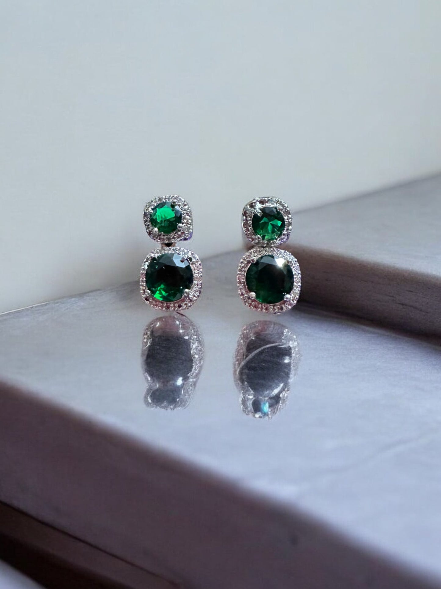 Cubic Zircon Emerald Necklace Set