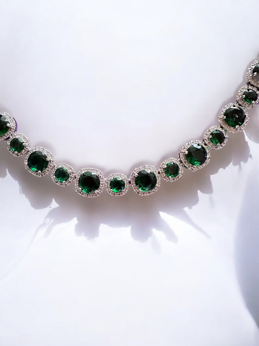 Cubic Zircon Emerald Necklace Set