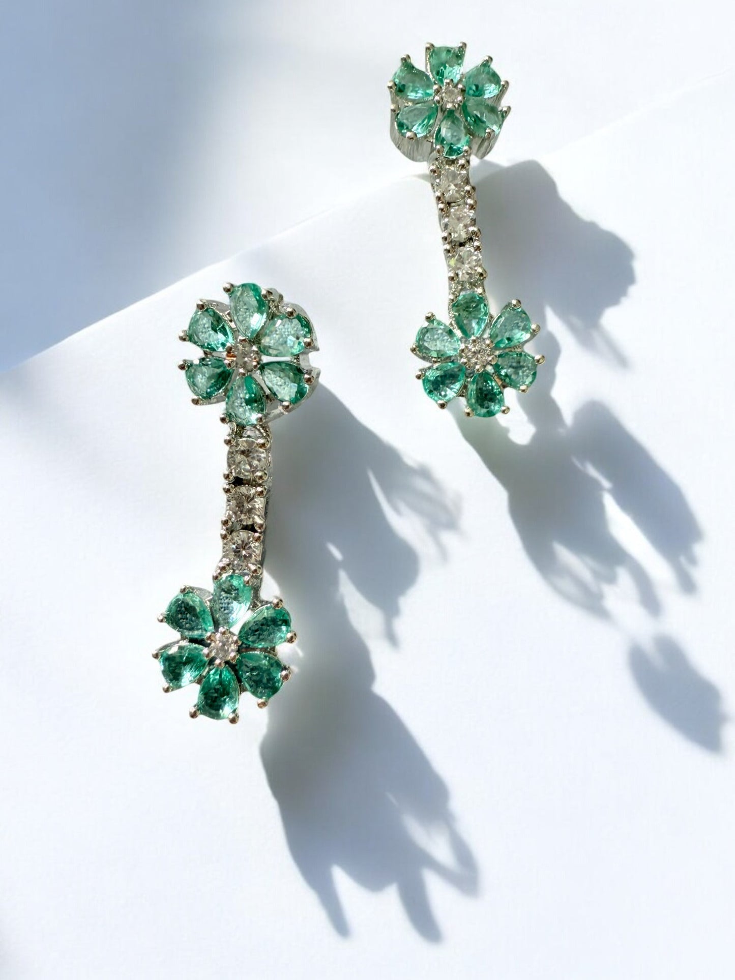Ocean Blue Rhodium Plated Cubic Zircon Necklace Set