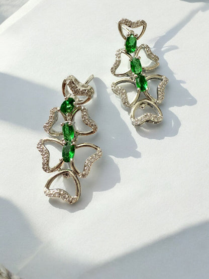 Emerald Green Rhodium Plated Cubic Zircon Necklace Set