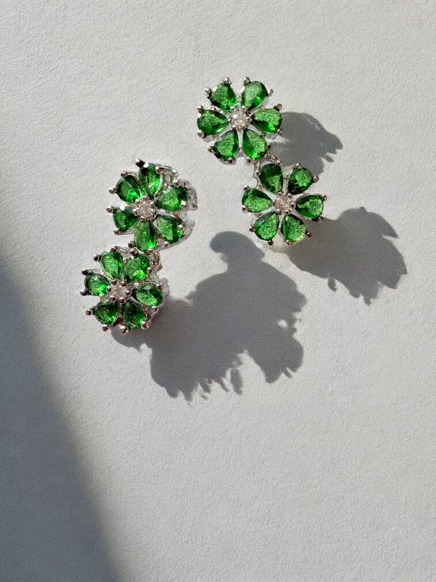 Emerald Green Rhodium Plated Cubic Zircon Necklace Set