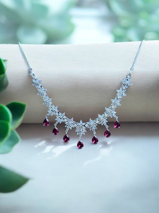 Ruby Red Premium Stone Studded Necklace Set