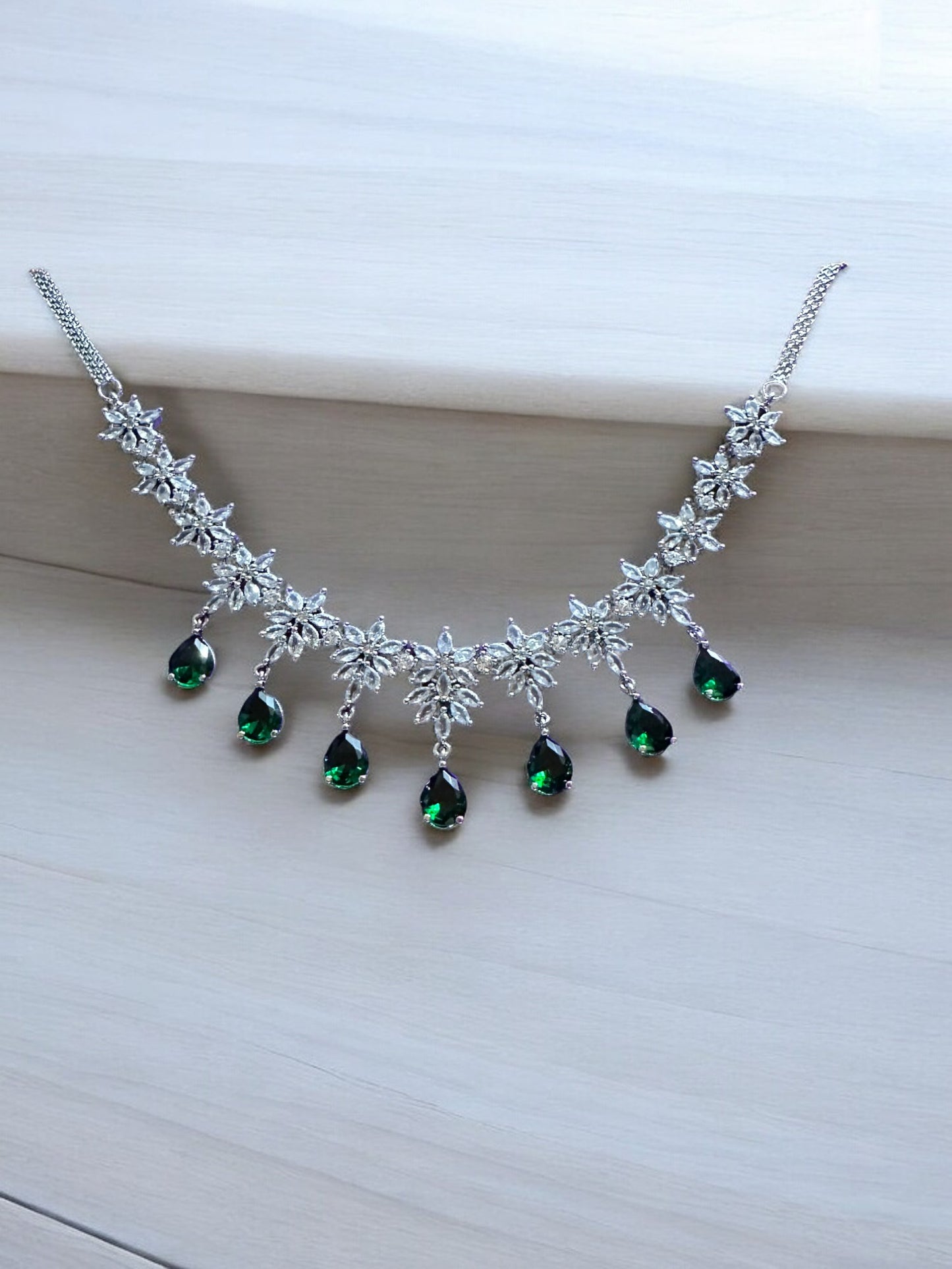 Emerald Green Premium Stone Studded Necklace Set