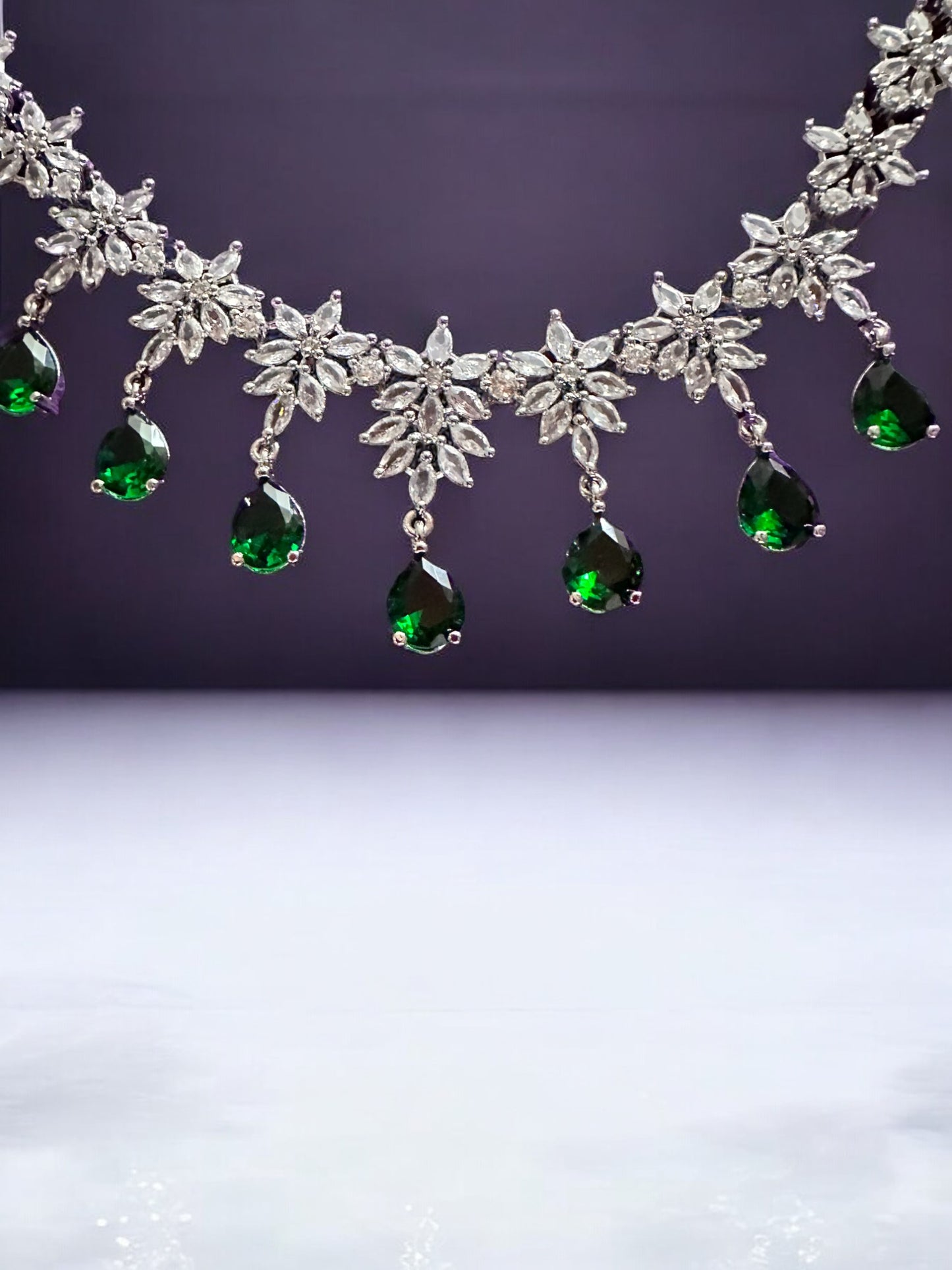 Emerald Green Premium Stone Studded Necklace Set
