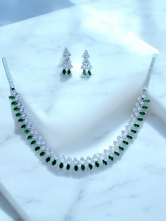 Emerald Green Premium Stone Studded Necklace Set