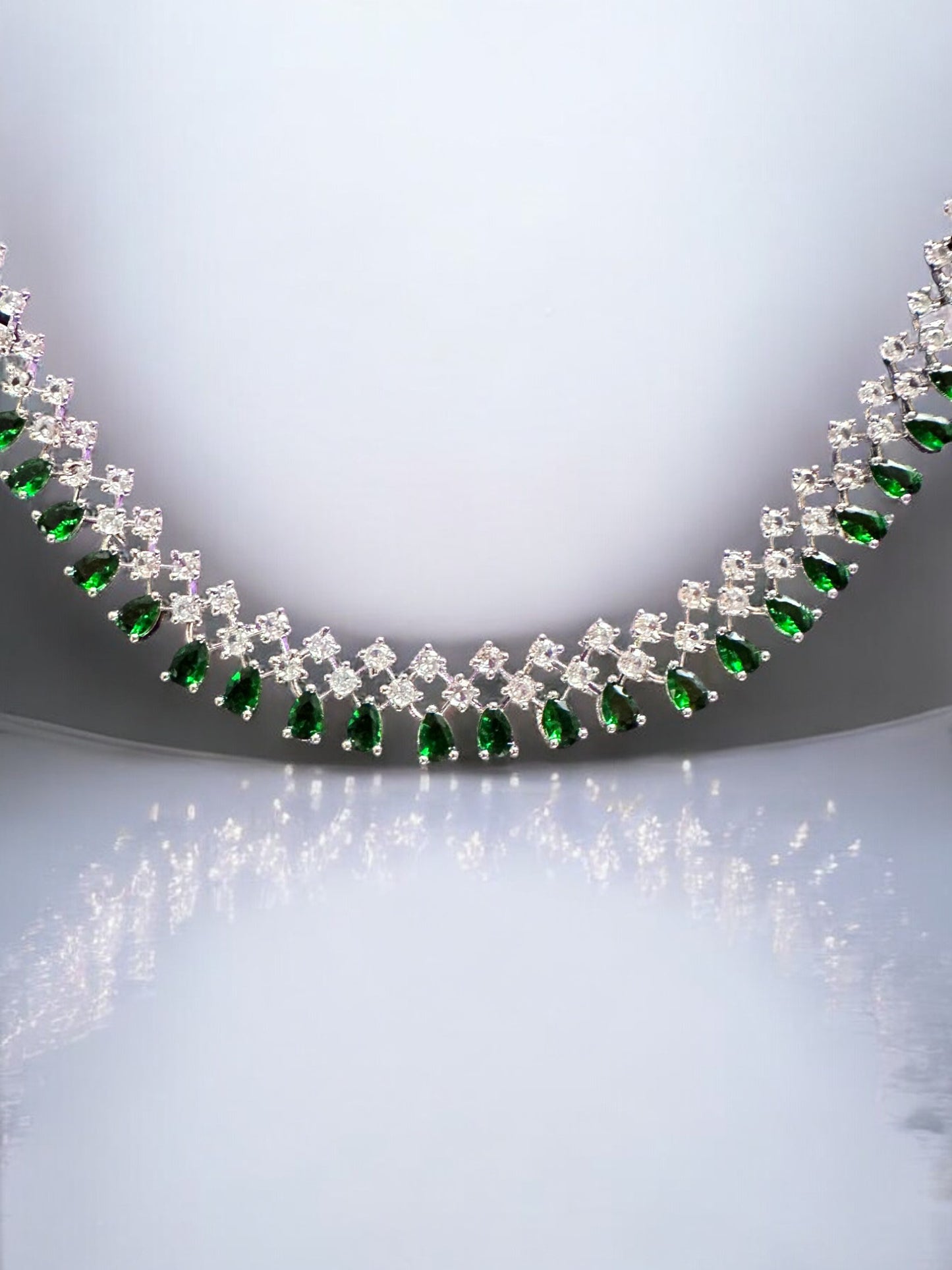 Emerald Green Premium Stone Studded Necklace Set
