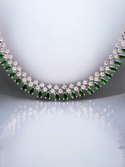 Emerald Green Premium Stone Studded Necklace Set