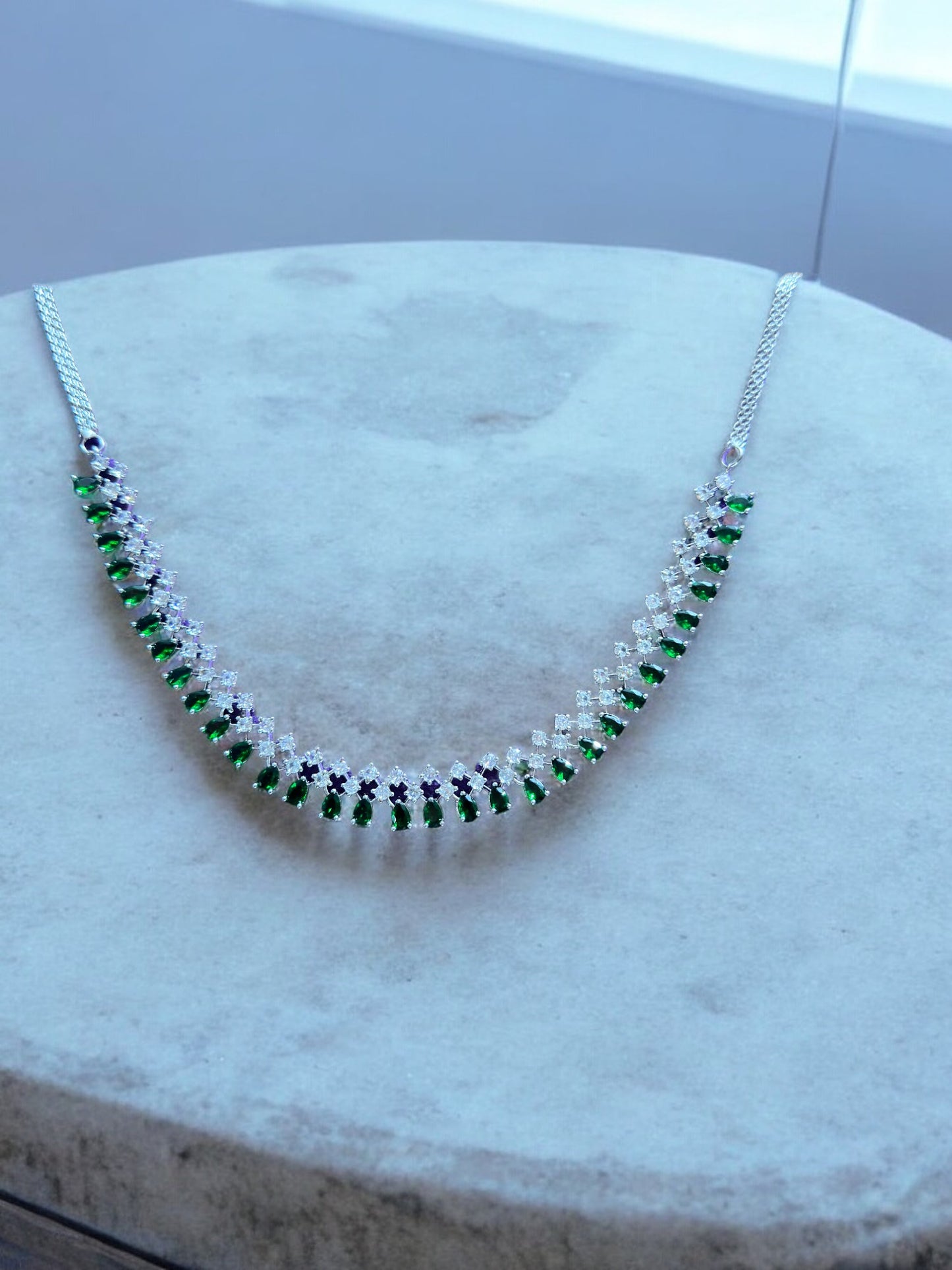 Emerald Green Premium Stone Studded Necklace Set