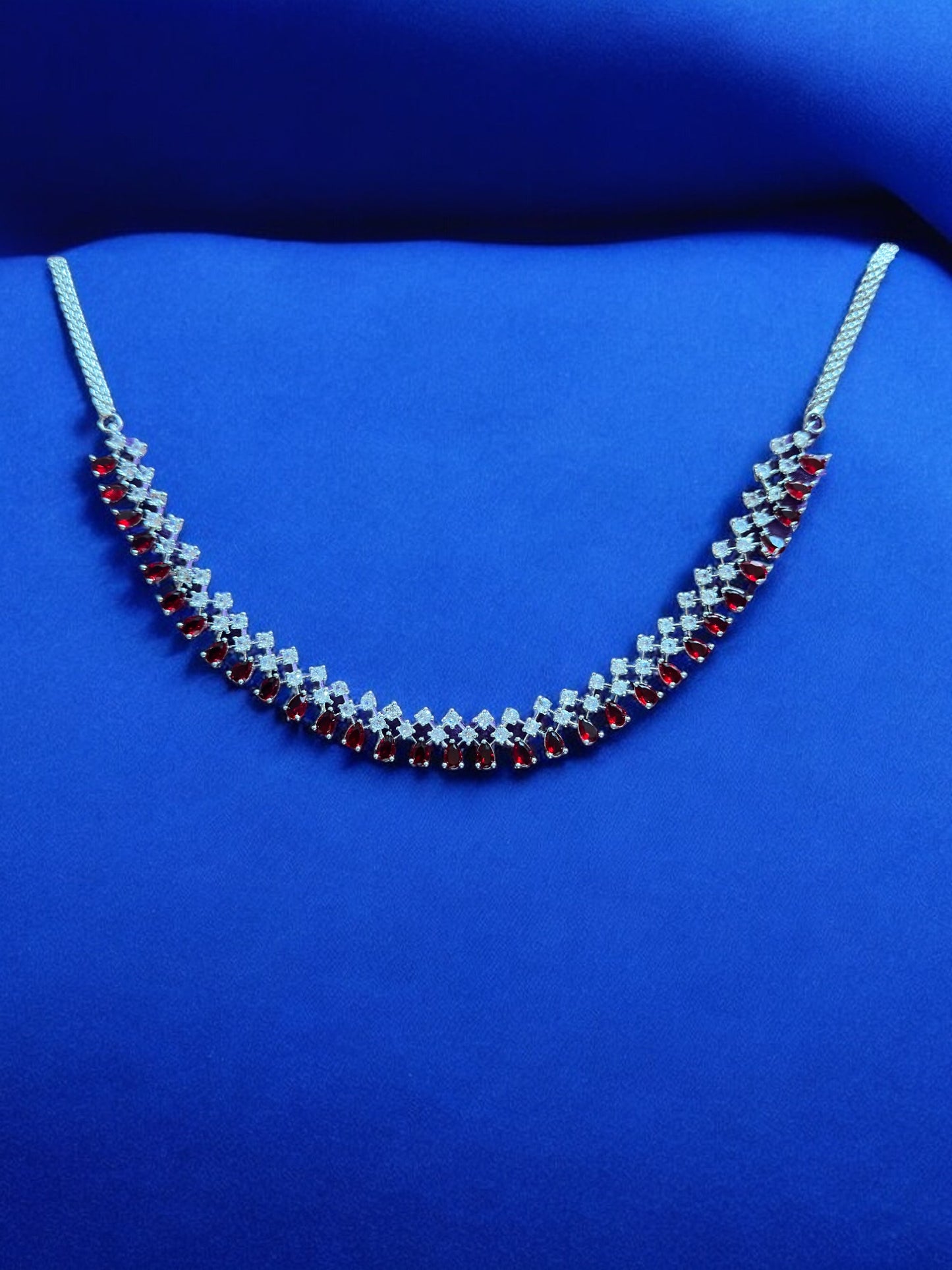 Ruby Red Premium Stone Studded Necklace Set