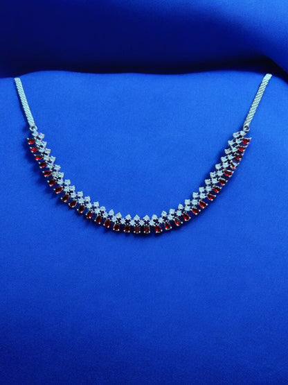 Ruby Red Premium Stone Studded Necklace Set