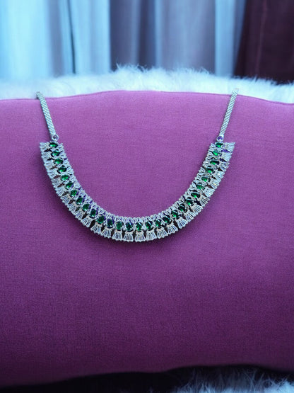 Emerald Green Premium Stone Studded Necklace Set