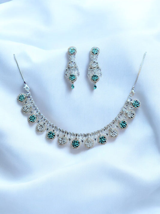 Premium Silver Stone Studeed Necklace