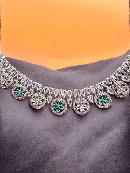 Premium Silver Stone Studeed Necklace