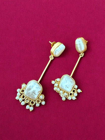 Golden Baroque Pearl Statement Earrings