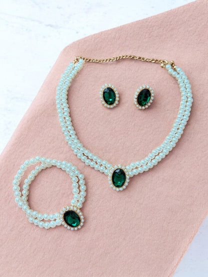Elegant Imitation Pearl Beaded Choker Set