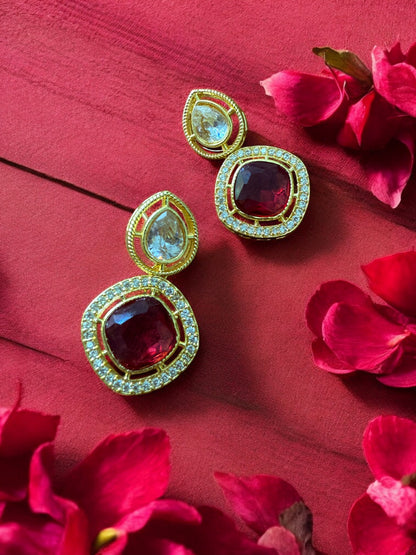 Multicolor Kundan Necklace Set with Cibic Zircon Accents