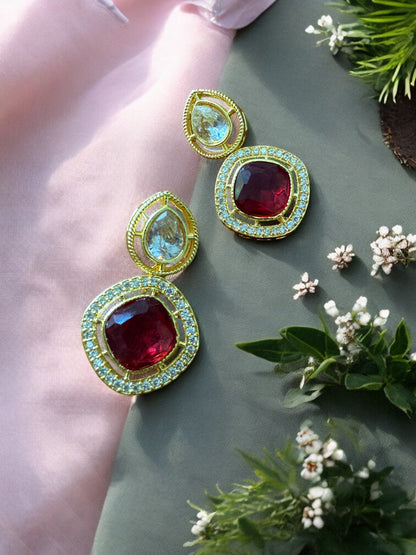 Multicolor Kundan Necklace Set with Cibic Zircon Accents